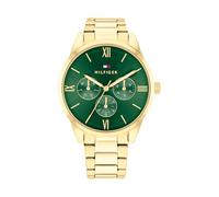 Multifunktionsuhr TOMMY HILFIGER "CAMILLE" Armbanduhren goldfarben (goldfarben, grün) Damen (27020761-0) goldfarben, grün