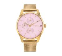 Multifunktionsuhr TOMMY HILFIGER "CAMILLE", gold (goldfarben, rosa), Armbanduhren, Damen, Quarzuhr, Armbanduhr, Damenuhr, Edelstahlarmband, analog (98351220-0) goldfarben, rosa