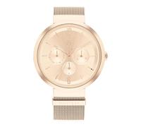 Tommy Hilfiger Multi Zifferblatt Quarz Uhr für Damen mit Rotgoldfarbenes Edelstahl-Mesh-Gliederarmband - 1782538