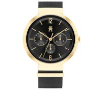 Tommy Hilfiger Multi Zifferblatt Quarz Uhr für Damen mit Schwarzes Edelstahl-Mesh-Gliederarmband - 1782540