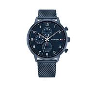 Tommy Hilfiger Multi Zifferblatt Quarz Uhr für Herren mit Blaues Edelstahl-Mesh-Gliederarmband - 1791990