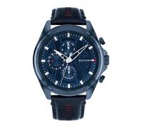 Tommy Hilfiger Multi Zifferblatt Quarz Uhr für Herren mit Blaues Lederarmband - 1710655