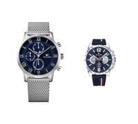 Tommy Hilfiger Multi Zifferblatt Quarz Uhr für Herren mit Edelstahlarmband Edelstahlarmband - 1791398 & Multi Zifferblatt Quarz Uhr für Herren mit Marinblaues Silikonarmband - 1791476