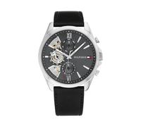 Tommy Hilfiger Multi Zifferblatt Quarz Uhr für Herren mit Schwarzes Lederarmband - 1710644