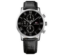 Tommy Hilfiger Multi Zifferblatt Quarz Uhr für Herren mit Schwarzes Lederarmband - 1791401