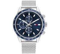Tommy Hilfiger Multi Zifferblatt Quarz Uhr für Herren mit Silbernes Edelstahl-Mesh-Gliederarmband - 1792018