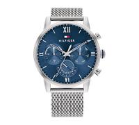 Tommy Hilfiger Multi Zifferblatt Quarz Uhr für Herren mit Silbernes Edelstahl-Mesh-Gliederarmband - 1791881