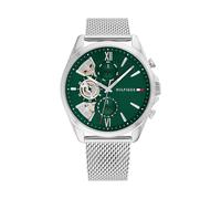 Tommy Hilfiger Multi Zifferblatt Quarz Uhr für Herren mit Silbernes Edelstahl-Mesh-Gliederarmband und Lederarmband