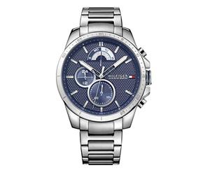 Tommy Hilfiger Multi Zifferblatt Quarz Uhr für Herren mit Silbernes Edelstahlarmband - 1791348