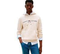Kapuzensweatshirt TOMMY HILFIGER "TOMMY LOGO HOODY", Herren, Gr. S, beige (heatherot oatmilk), Sweatware, Obermaterial: 64% Baumwolle, 36% Polyester, casual, gerade, unten schmal hüftlang, Rundhals, L