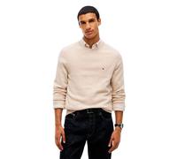 Rundhalspullover TOMMY HILFIGER "LAMBSWOOL CREW NECK", Herren, Gr. M, beige (heatherot oatmilk), Strick, Obermaterial: 100% Wolle, unifarben, regular fit normal, Rundhals, Rippbündchen, Pullover Rundh