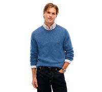 Rundhalspullover TOMMY HILFIGER "LAMBSWOOL CREW NECK", Herren, Gr. XXL, blau (aegean sea heather), Strick, Obermaterial: 100% Wolle, unifarben, regular fit normal, Rundhals, Rippbündchen, Pullover Run