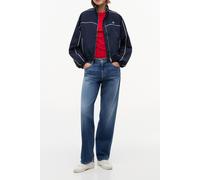Blouson TOMMY JEANS "TJW NYLON PIPING JACKET", Damen, Gr. M (40), schwarz night navy, Web, Obermaterial: 100% Nylon. Futter: 100% Polyester, kontrastfarbene Details, unifarben, regular fit hüftlang, e
