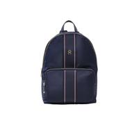 Freizeitrucksack TOMMY HILFIGER "POPPY BACKPACK CORP", Gr. B/H/T: 26cm x 35cm x 16cm, blau (dunkelblau), Nylon, Textil, Lederimitat, sportlich, Rucksäcke, Unisex City Rucksack, Arbeitsrucksack mit Hen