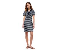 Polokleid TOMMY HILFIGER "SLIM OPEN NK POLO DRESS SS", Damen, Gr. XL (46), N-Gr, breton stripe schwarz night, ecru, Jersey, Obermaterial: 96% Baumwolle, 4% Elasthan, gestreift, figurbetont, V-Ausschni