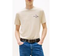 Tommy Hilfiger Herren T-Shirt Kurzarm Outline Script Tee Regular Fit, Beige (Heathered Oatmilk), S