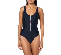 Tommy Hilfiger Over The Shoulder Half Zip Einteiliger Badeanzug mit halbem Reißverschluss für Damen, XS