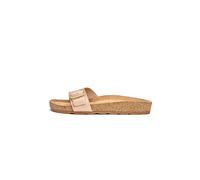 Pantolette TOMMY HILFIGER "TH CLASSIC CORK SANDAL PEARL LTH", Damen, Gr. 41, beige, Leder, unifarben, Basic, Schuhe Pantolette, Strandschuh, Pool Slides, Flat mit Logoemblem (59443055-41) beige