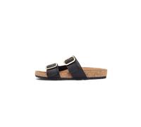 Pantolette TOMMY HILFIGER "TH CLASSIC CORK SANDAL LEATHER", Damen, Gr. 38, schwarz, Nappaleder, unifarben, Schuhe Pantolette, Sommerschuh, Schlupfschuh, Flat mit Logoemblem (90084709-38) schwarz