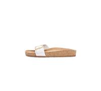 Pantolette TOMMY HILFIGER "TH CLASSIC CORK SANDAL PEARL LTH", Damen, Gr. 39, ecru, Leder, unifarben, Basic, Schuhe Pantolette, Strandschuh, Pool Slides, Flat mit Logoemblem (11949548-39) ecru