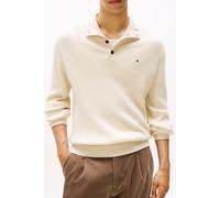 Troyer TOMMY HILFIGER "PIMA CASH STRUCTURE MOCK", Herren, Gr. S, rot (heatherot oatmilk), Strick, Obermaterial: 95% Baumwolle, 5% Kaschmir, normal, Rippbündchen, Pullover Troyer, Rippbündchen am Krage