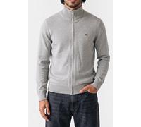 Cardigan TOMMY HILFIGER "PIMA ORG CTN CASHMERE ZIP THRU", Damen, Gr. XXL, grau (light grau heather), Strick, Obermaterial: 95% Baumwolle, 5% Kaschmir, Rippstrickbündchen, Strickjacken (82544865-XXL) l