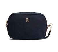 Mini Bag TOMMY HILFIGER "POPETTE CAMERA BAG", Damen, Gr. B/H/T: 22cm x 15cm x 6,5cm, dunkelblau, Leder, Nylon, Taschen, Damen Umhängetasche, Schultertasche mit TH-Schmuckelement (94124769-0) dunkelbla