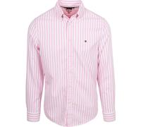 Langarmhemd TOMMY HILFIGER "FLEX POPLIN CLASSIC STP Regular Fit", Herren, Gr. L, N-Gr, classic pink, stripe, Web, Obermaterial: 100% Baumwolle, regular fit, 1-Knopf-Manschette, Hemden, gestreift, Butt