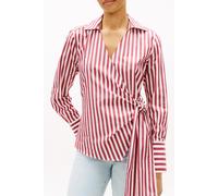 Tommy Hilfiger Poplin Knot Blouse Wide Banker Stp Ecru Liberty Red Größe: 34 | Longsleeves Outlet | Damen | Braun