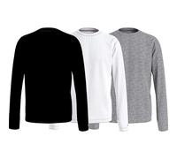 Tommy Hilfiger Herren 3er Pack Langarmshirts Basic, Mehrfarbig (Black/White/Grey Heather), L