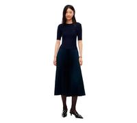 Midikleid TOMMY HILFIGER "PREPPY MIX MEDIA MIDI DRESS", Damen, Gr. M (40), N-Gr, Kurzarm, Web, blau (dunkelblau), Web, Obermaterial: 100% Polyester, unifarben, wadenlang, Rundhals, Kleider Midikleid,
