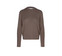 Rundhalspullover TOMMY HILFIGER "CO CABLE C-NK LS SWEATER", Damen, Gr. XL (42), braun (hot coco), Strick, Obermaterial: 100% Baumwolle, unifarben, casual, regular fit hüftlang, Rundhals, Langarm Ripps