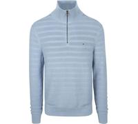 Troyer TOMMY HILFIGER "STRIPE STRUCTURE ZIP MOCK", Herren, Gr. M, brisk blau, Strick, Obermaterial: 100% Baumwolle, casual, Langarm Rippbündchen, Pullover, mit modischer Struktur (65377620-M) brisk bl