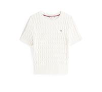 Tommy Hilfiger Damen Pullover Cable Kurzarm, Weiß (Ivory Silk), XL
