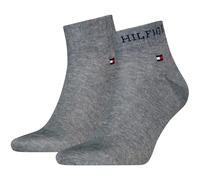 Kurzsocken TOMMY HILFIGER "TH MEN QUARTER 2P HILFIGER TAB", Herren, Gr. 39-42, grau (mid grau melange), Baumwollmischung, normal, Socken, Logo-Flag und Schriftzug (68021829-39) mid grau melange