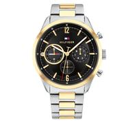 Tommy hilfiger quarz mehrfarbig herren uhr mit schwarzem zifferblatt und edelstahl armband one_size Mehrfarbig