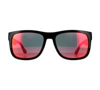 Tommy Hilfiger Rectangle Mens Black Red Mirror Sonnenbrillen Einheitsgröße