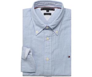 Tommy Hilfiger Regular Fit Leinenhemd blau/weiss, Gestreift