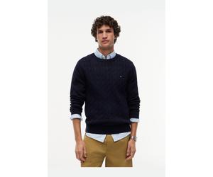 Tommy Hilfiger Regular Fit Pullover blau, Zopfmuster