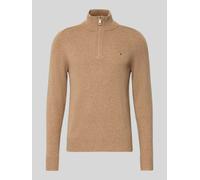 Tommy Hilfiger Regular Fit Troyer aus reiner Wolle in Camel, Größe L