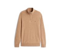 Tommy Hilfiger - Reißverschluss-Pullover aus reiner Lammwolle braun - Gr. - M