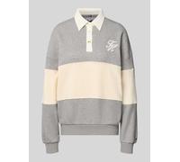 Sweatshirt TOMMY HILFIGER "GOLD BTN RUGBY FLEECE SWTSRT", Damen, Gr. XXL (44), med erdgrau, Sweatware, Obermaterial: 77% Baumwolle, 23% Polyester, meliert, regular fit, Rippbündchen, Sweatshirts Sweat