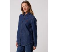 Jeansbluse TOMMY HILFIGER "RELAXED SHIRT MYF", Damen, Gr. M (40), blau (myf), Web, Obermaterial: 100% Baumwolle, unifarben, relaxed fit normal, Manschette, Blusen Jeansbluse, Baumwolle, relaxed fit (3