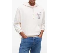 Hoodie TOMMY JEANS "TJM RELAXED SIGNATURE", Herren, Gr. M, ancient weiß, Sweatware, Obermaterial: 100% Baumwolle, relaxed fit normal, Bündchen, Sweatshirts Hoodie (46765336-M) ancient weiß