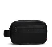 Kulturbeutel TOMMY HILFIGER "TH REPREVE WASHBAG", Herren, Gr. B/H/T: 25cm x 15cm x 9,5cm, schwarz, Lederimitat, Textil, Taschen Kulturbeutel, Unisex Kulturtasche, Waschbeutel, Minibag mit Logoschriftz