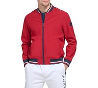 Tommy Hilfiger Rippstrick-Bomberjacke für Herren, leichte College-Jacke, Rot/Ausflug, einfarbig (Getaway Solids), 3XL
