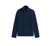 Tommy Hilfiger Damen Strickpullover mit Zopfmuster SOFT WOOL Relaxed Fit, indigo, Gr. L