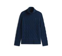 Tommy Hilfiger Damen Strickpullover mit Zopfmuster SOFT WOOL Relaxed Fit, indigo, Gr. XL