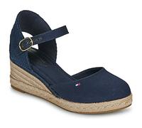 Keilsandalette TOMMY HILFIGER "MID WEDGE ESPAD CLOSED TOE", Damen, Gr. 37, dunkelblau, Schuhe, Plateau, Sommerschuh mit verstellbarer Schnalle, schmale Form (92758403-37) dunkelblau