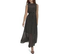 Tommy Hilfiger Schmeichelhaftes Maxikleid für Damen, ärmellos, Schwarz/Elfenbein, 38